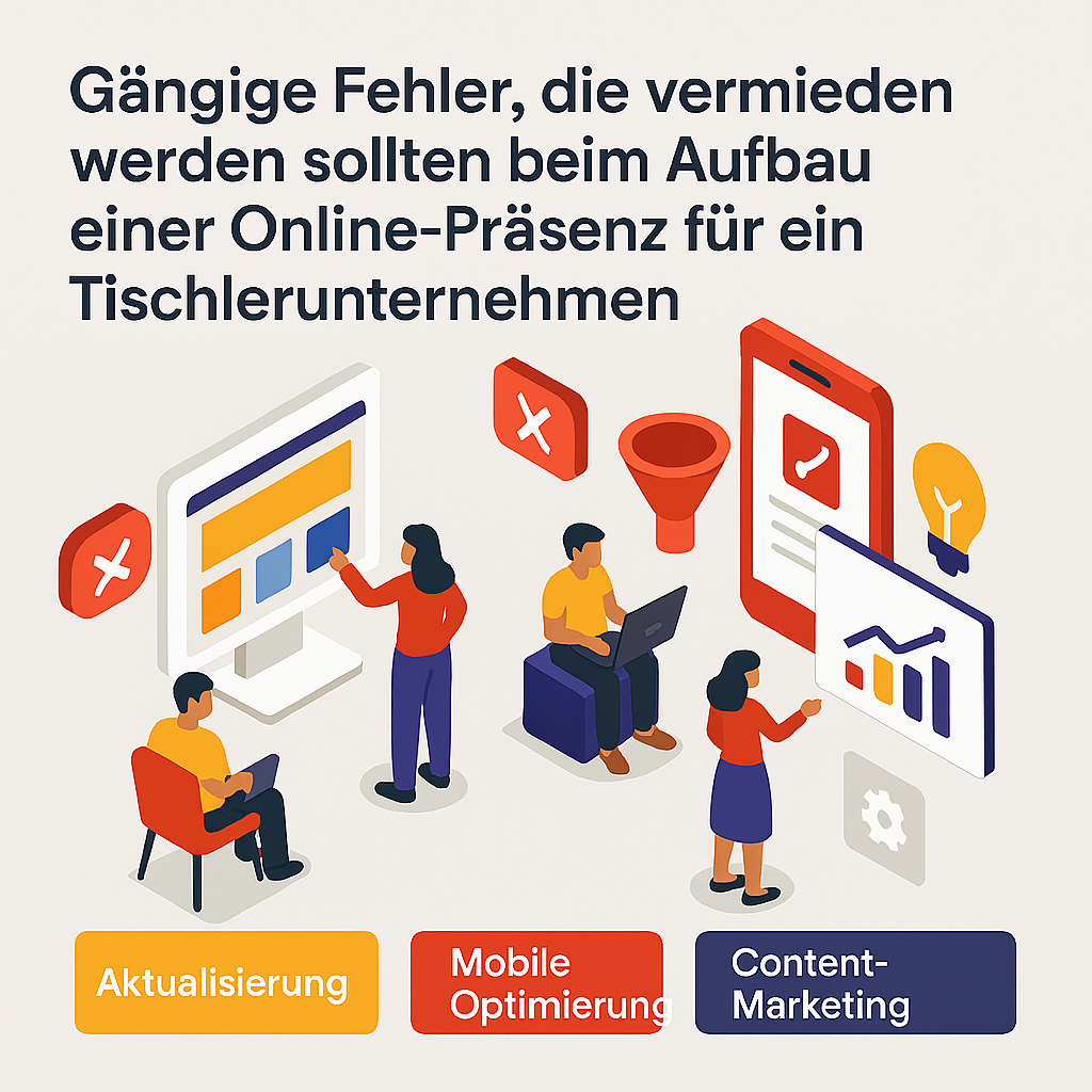 Mehr Umsatz für Tischlereien dank starker Online-Präsenz 2 Gängige Fehler, die vermieden werden sollten beim Aufbau einer Online-Präsenz